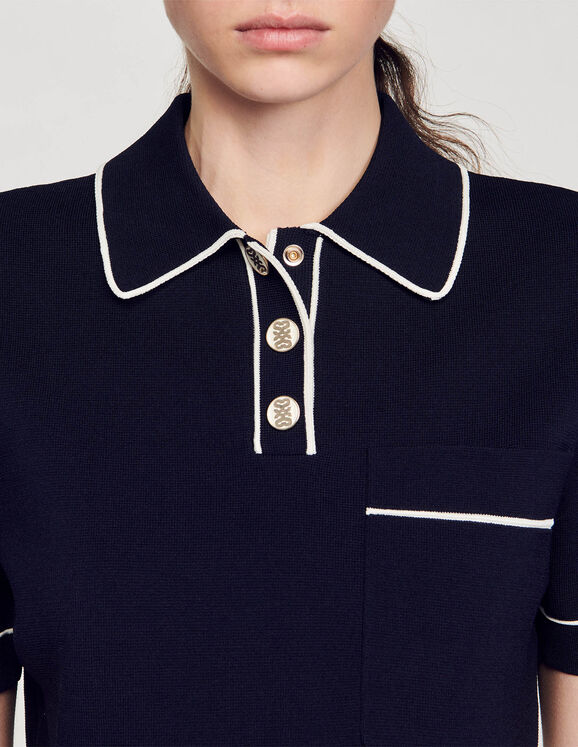 Cropped polo-neck jumper