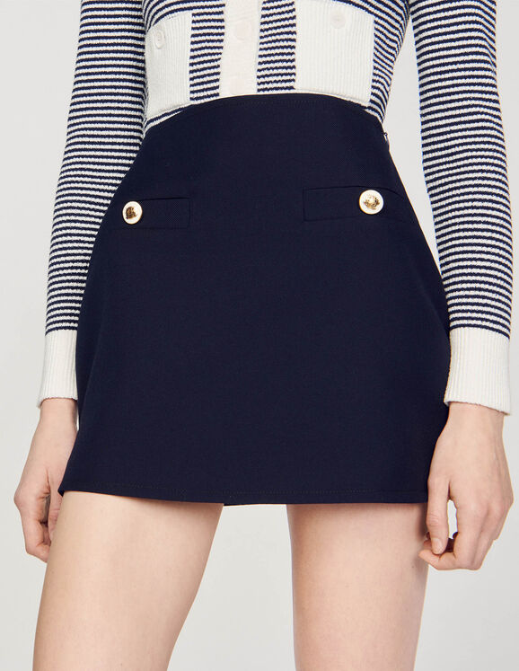 Short wool twill skirt