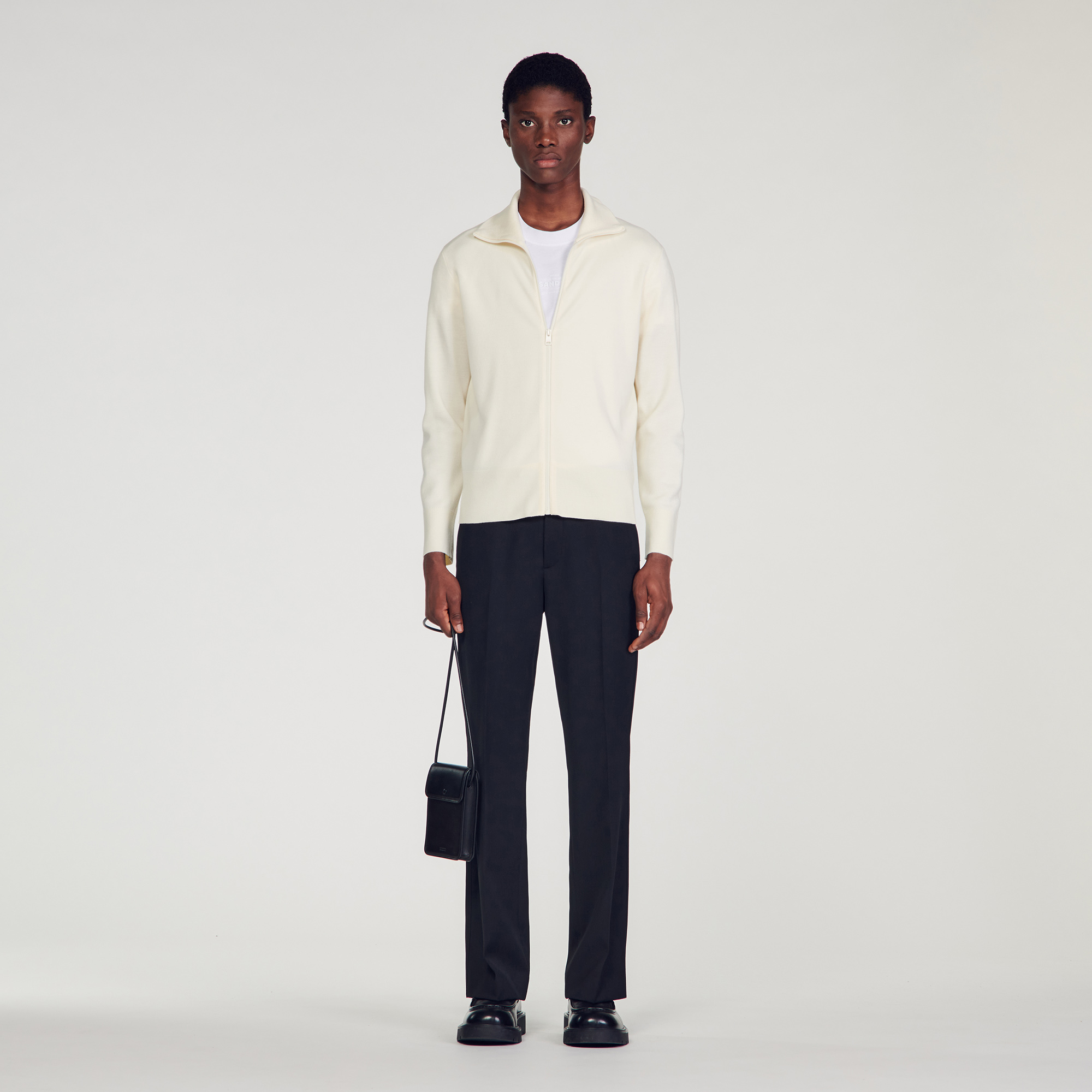 Zip-up wool cardigan
