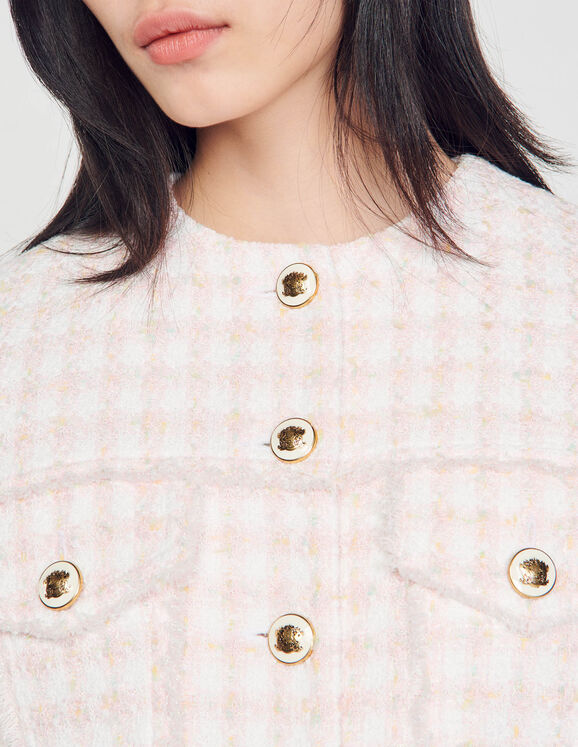 Cropped decorative tweed jacket