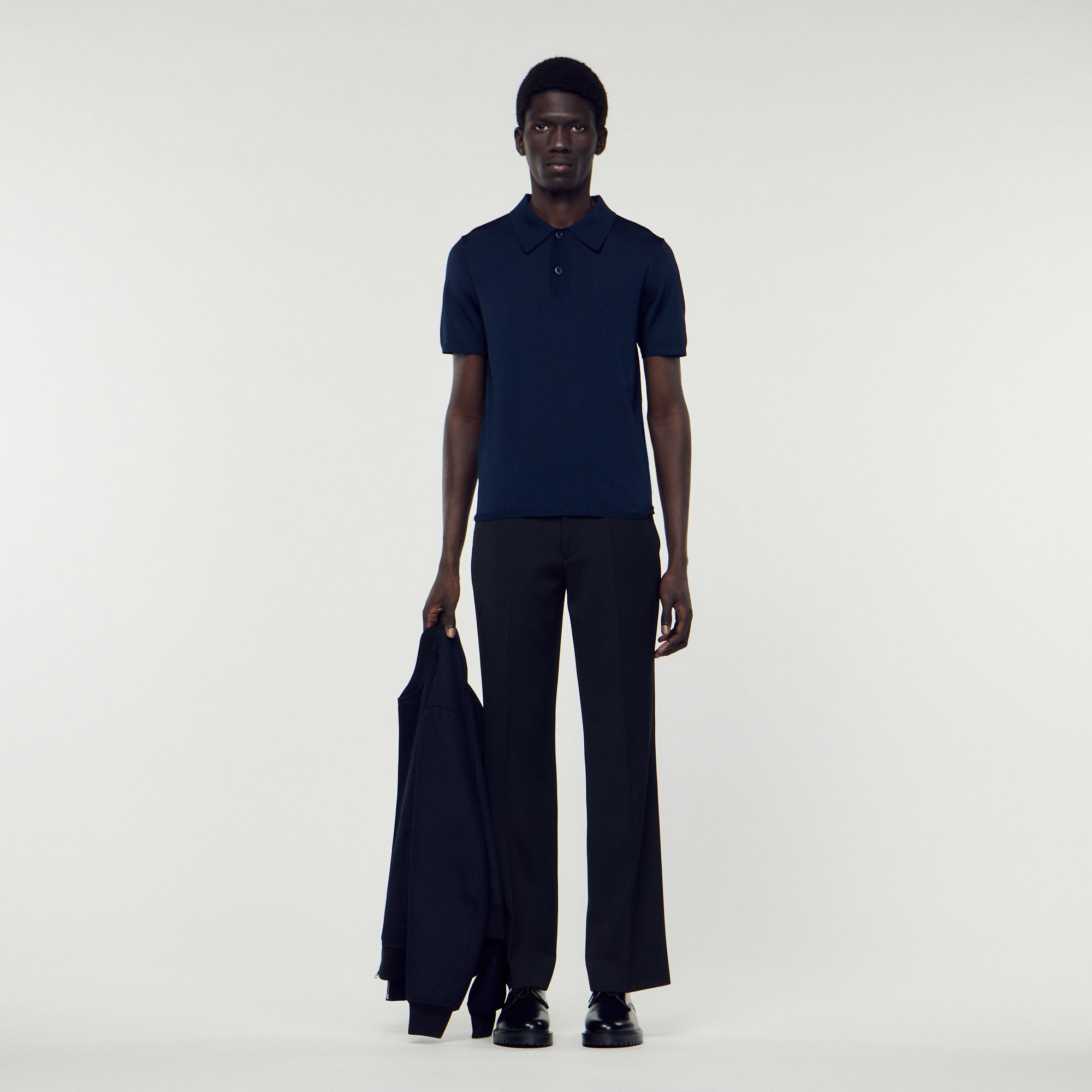 Short-sleeve knitted polo shirt