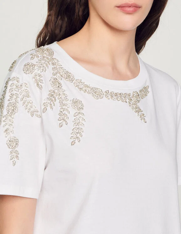 Rhinestone-embellished T-shirt