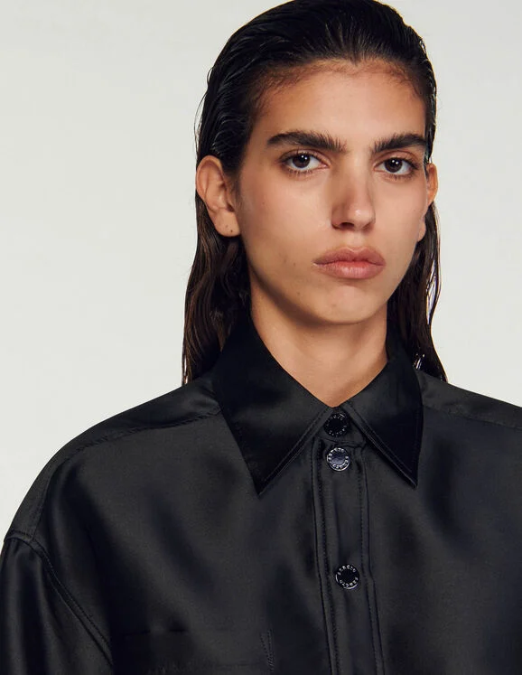 Oversized satin-effect shirt