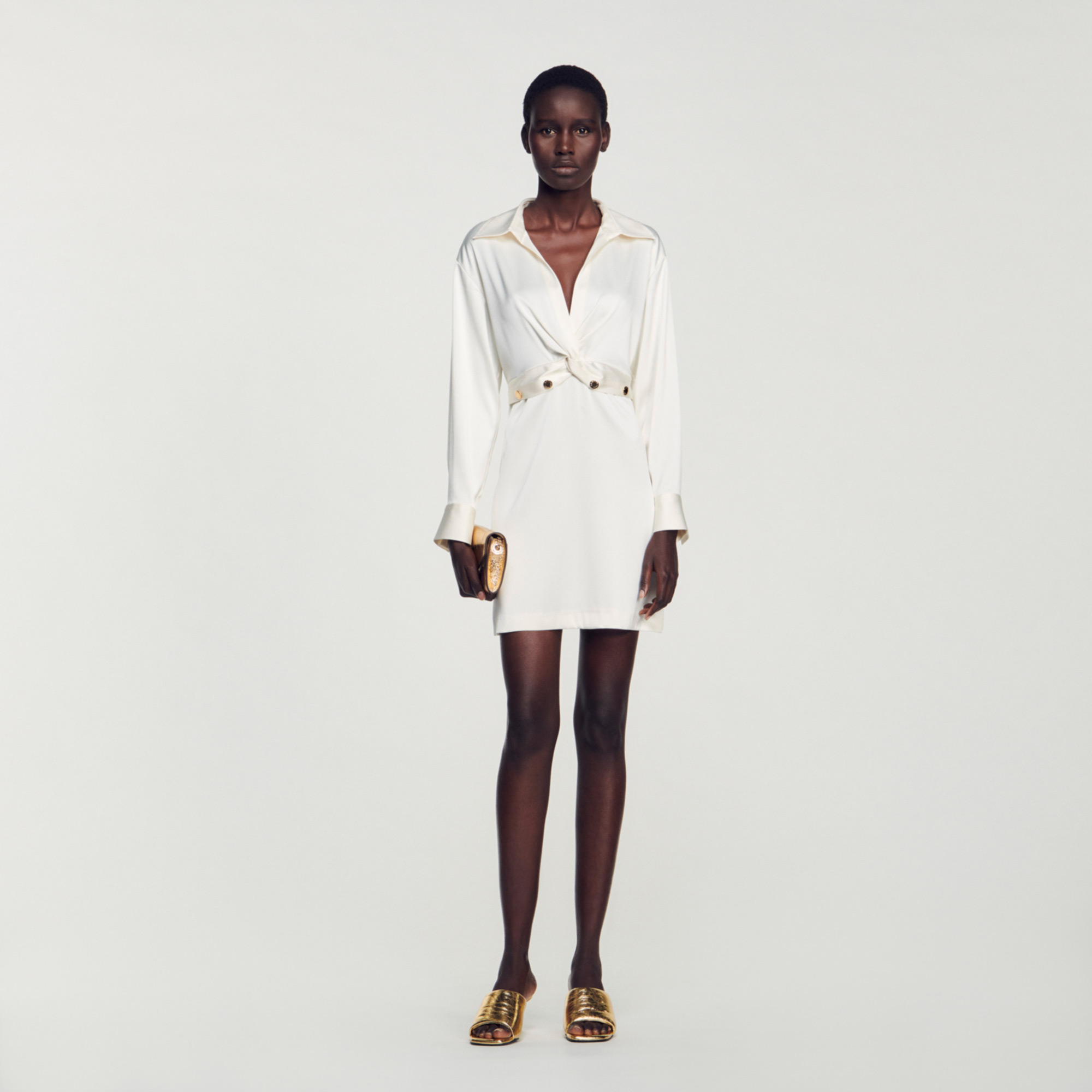 Short satin-effect dress