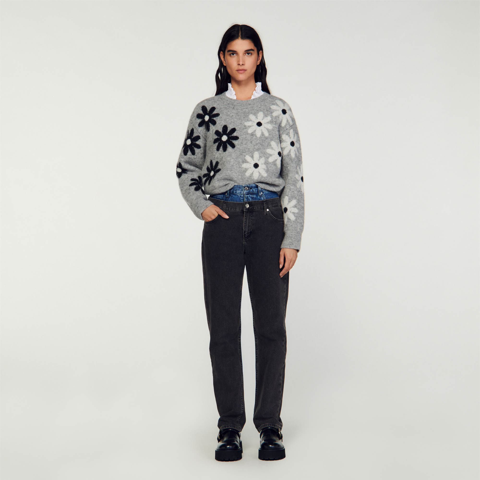 Floral knit sweater