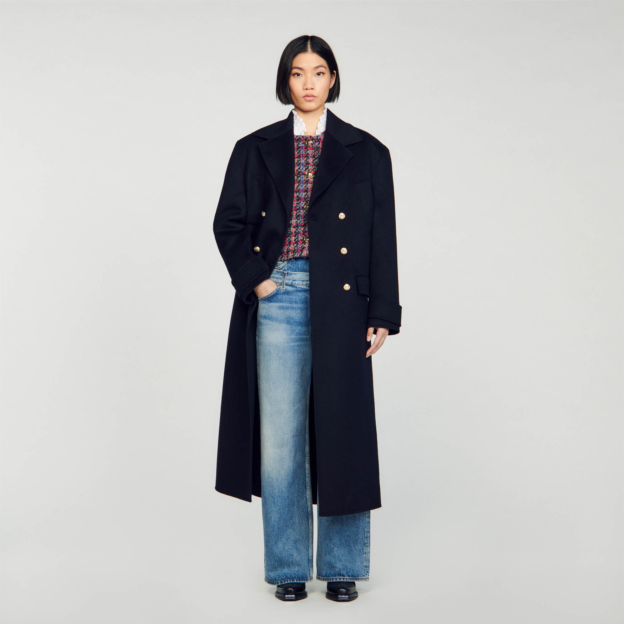 Long double-breasted coat