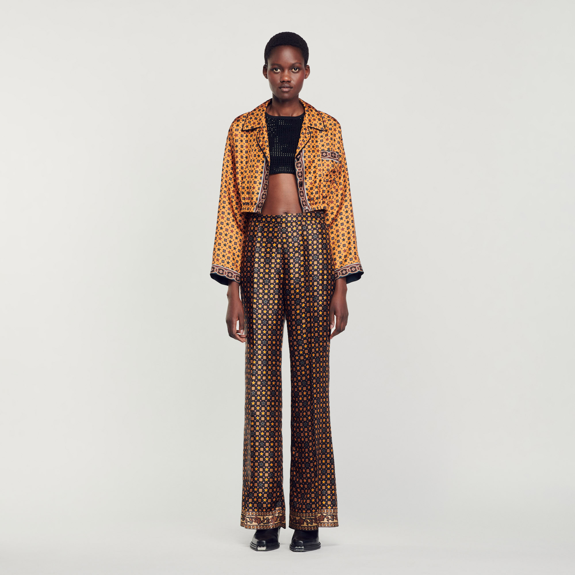 Printed satin pants