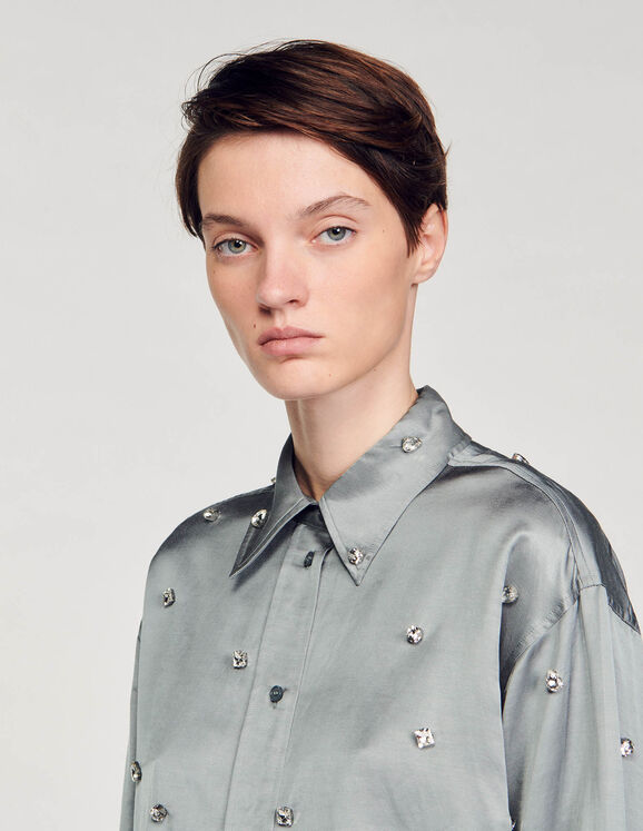 Satiny rhinestone shirt