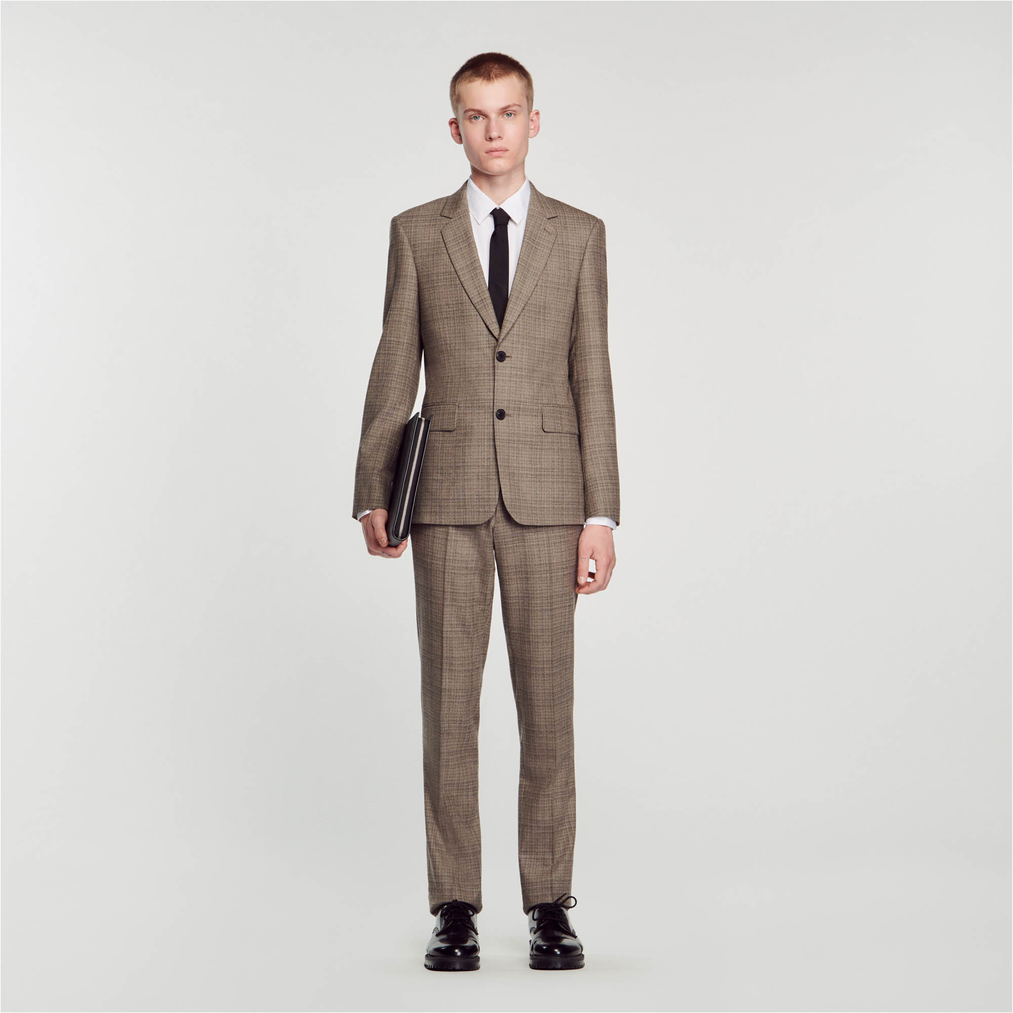 Wool checked suit jacket