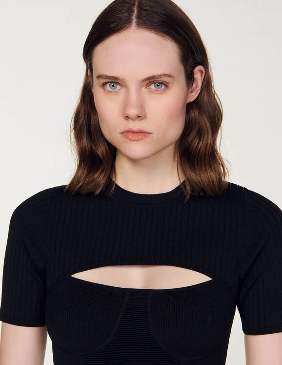 Cropped openwork jumper