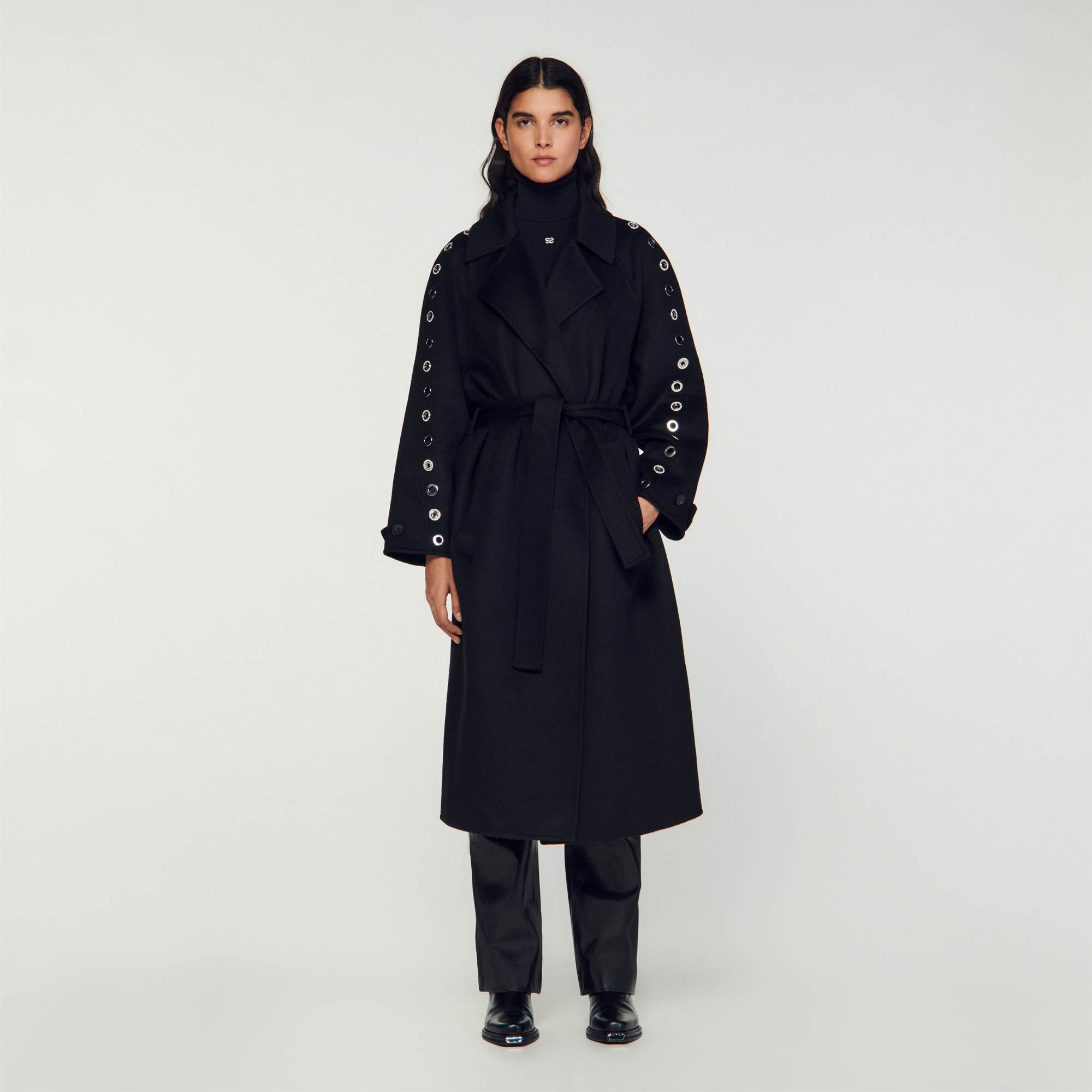 Eyelet trench coat