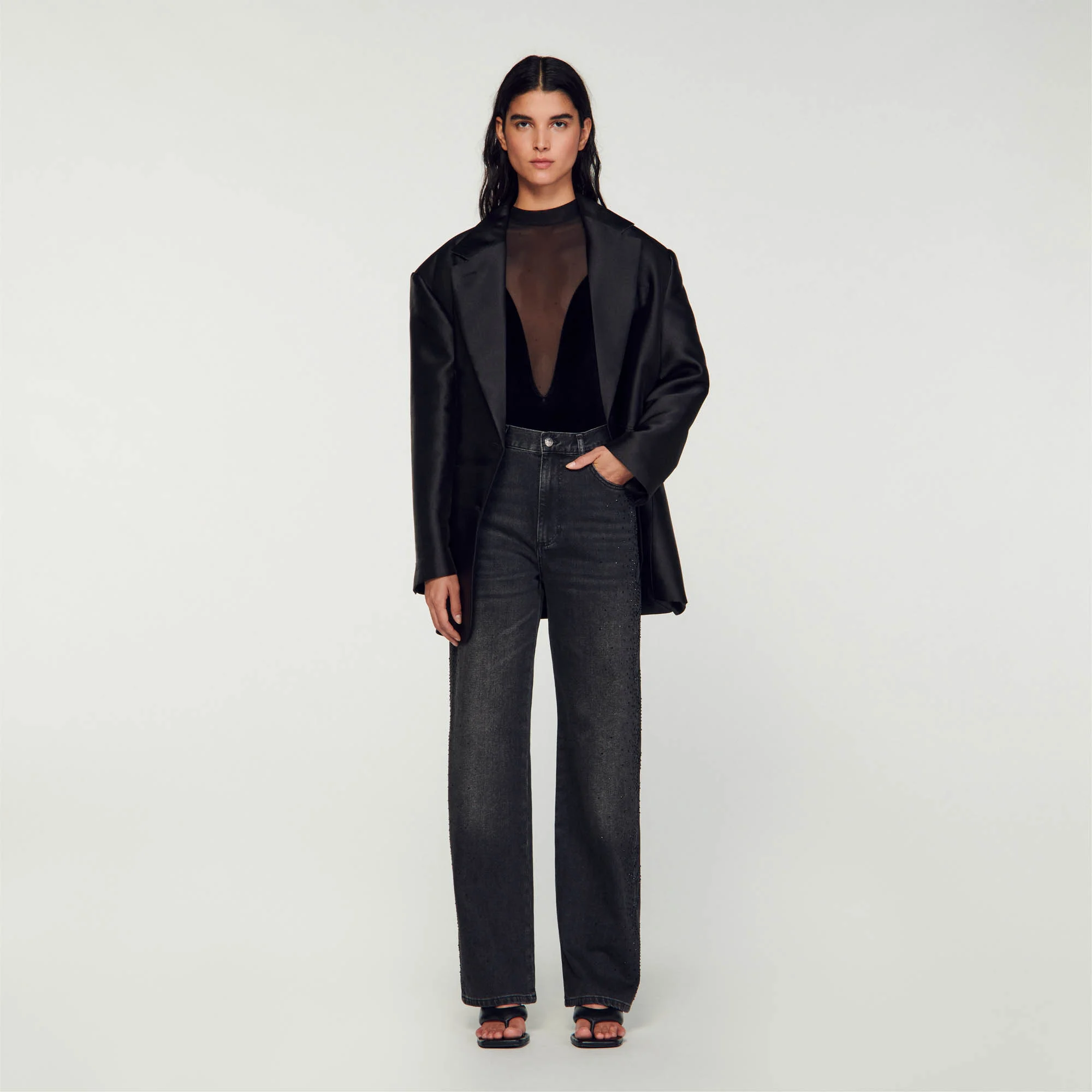 Straight-leg faded jeans