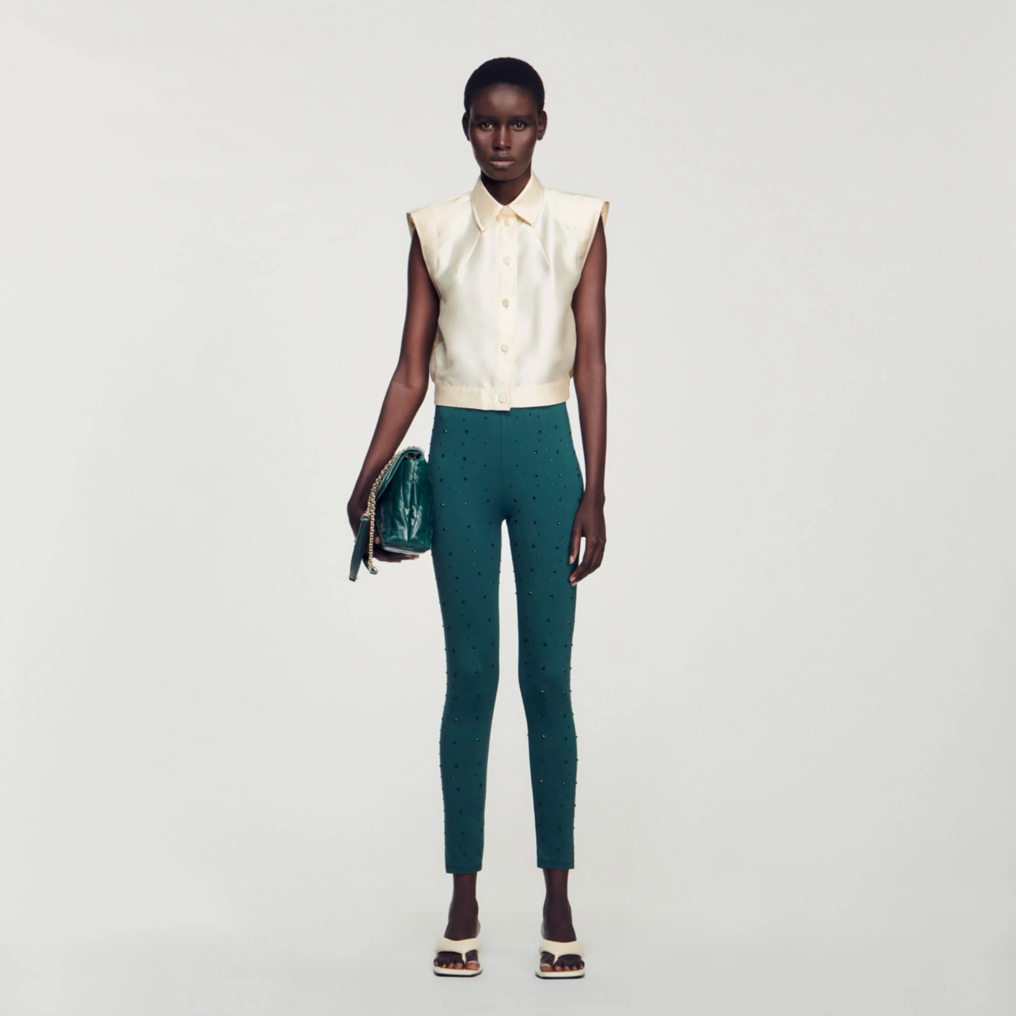 Cropped satin shirt