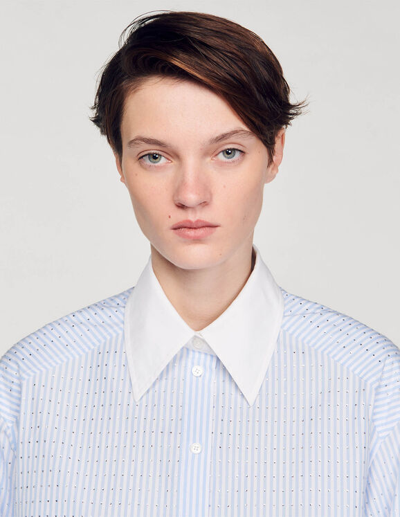Stripy rhinestone shirt