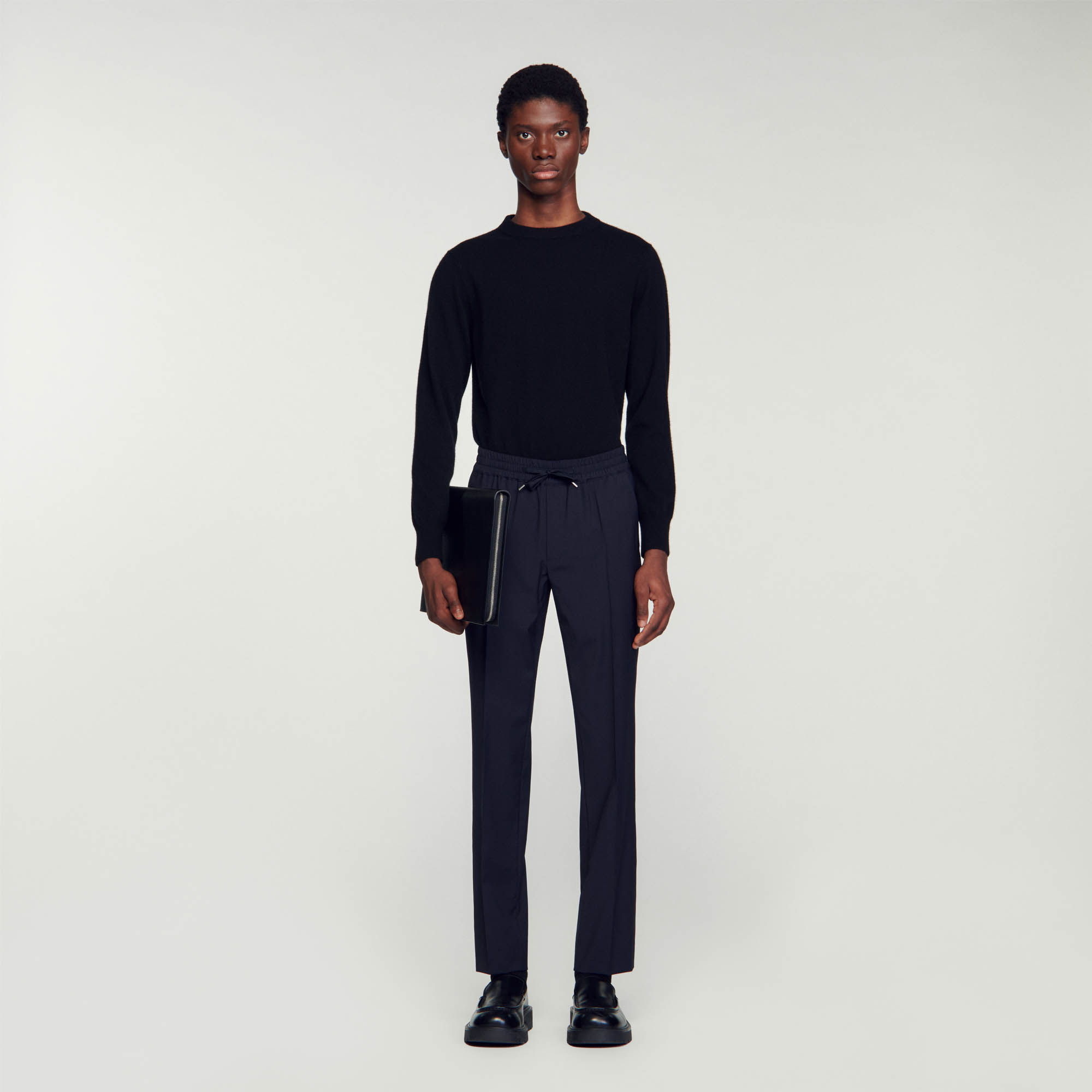 Elasticated straight-leg pants