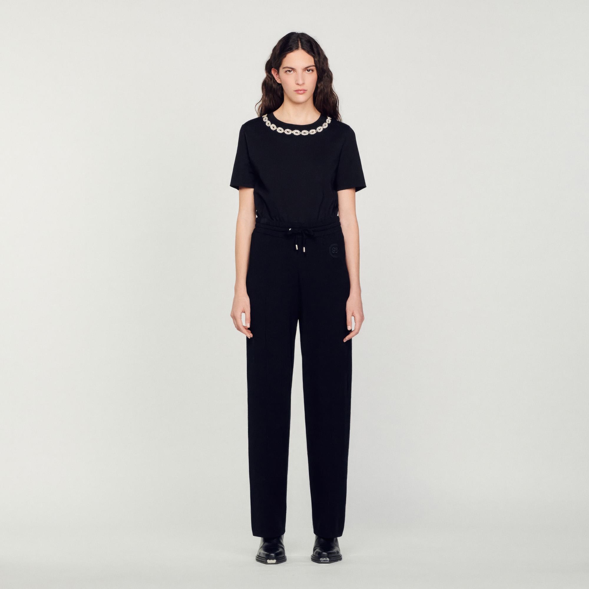 Knitted straight-leg pants