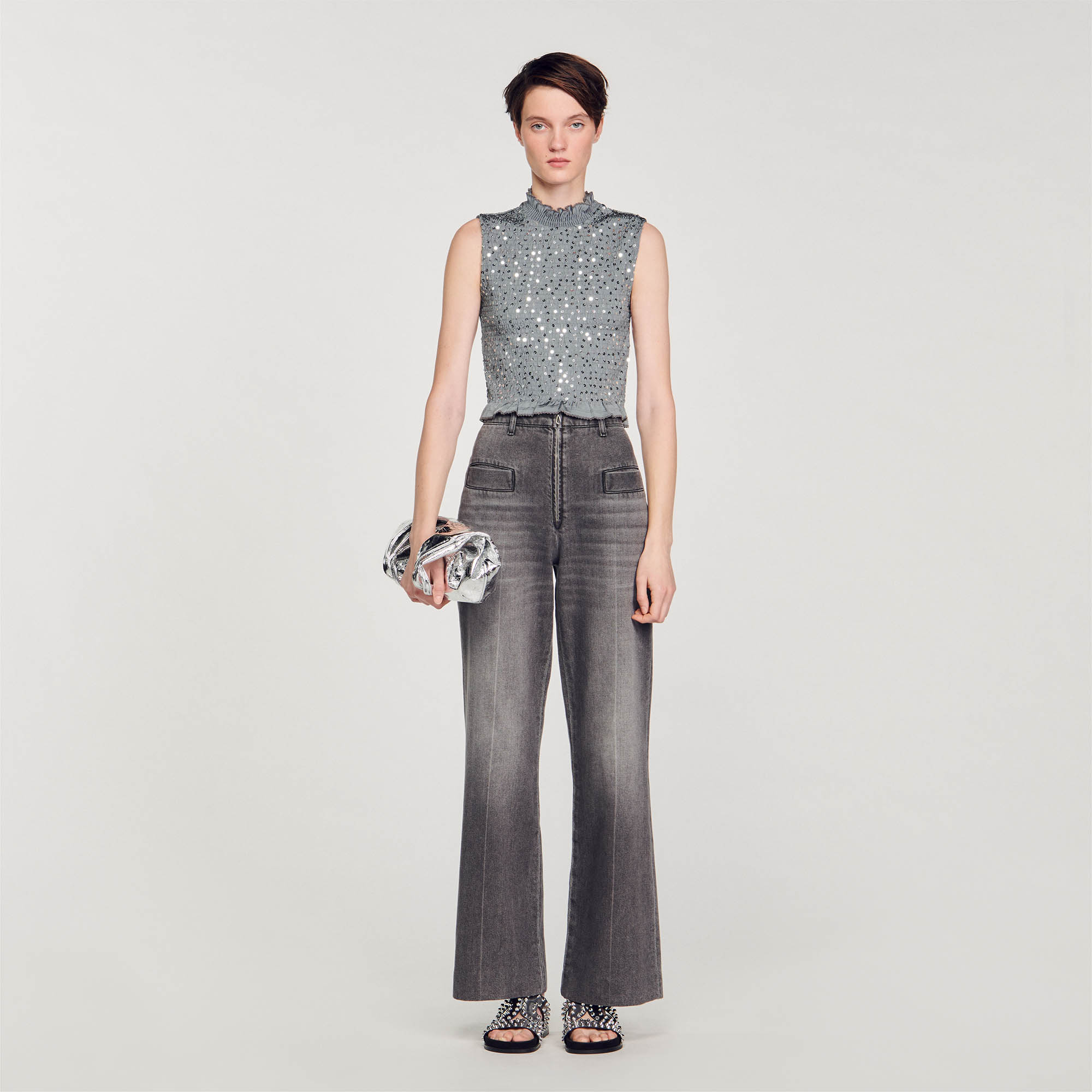 Smocked top with sequins