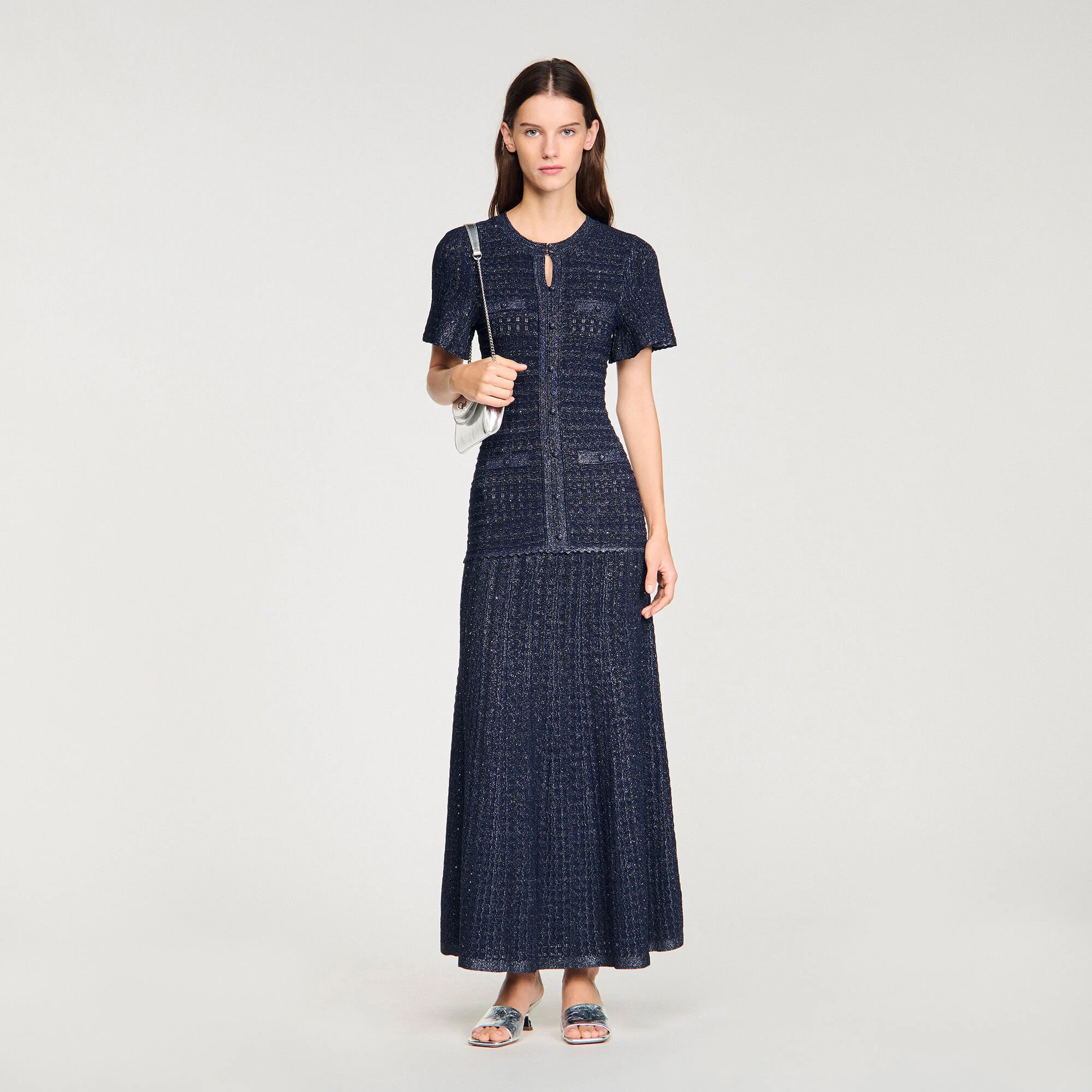 Rhinestone knit maxi dress