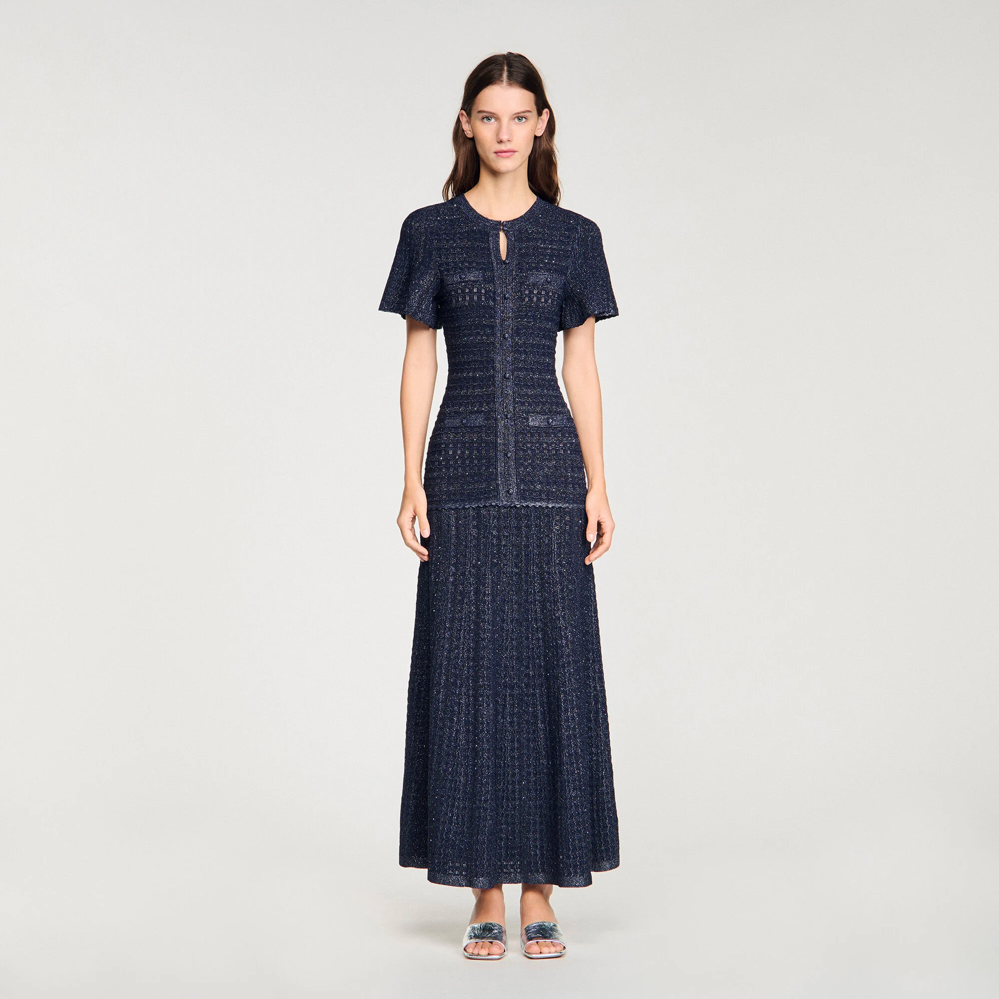 Rhinestone knit maxi dress