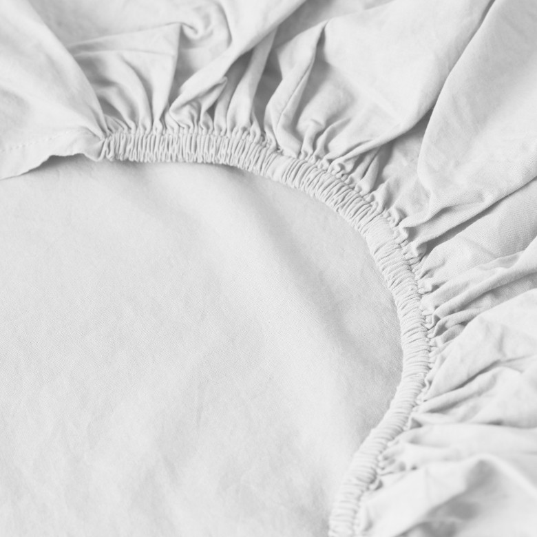 Drap housse coton lavé Songe blanc