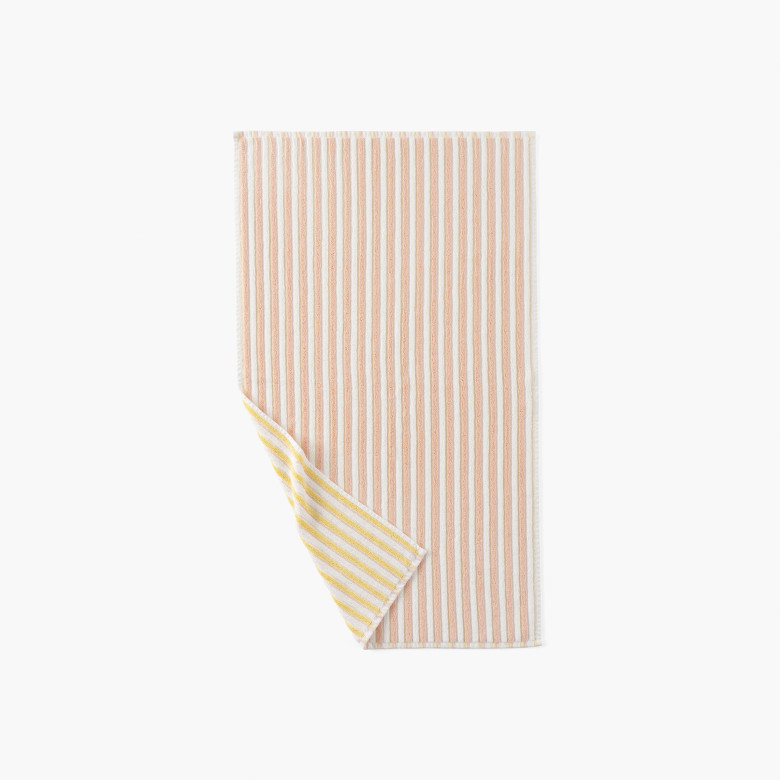 Serviette de toilette coton double face Combo pêche et jaune