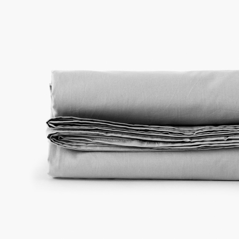 Drap de lit percale de coton Neo gris