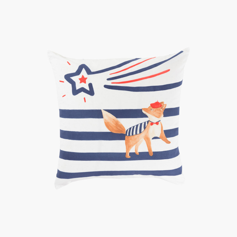 Taie d'oreiller carrée réversible coton biologique Ptitchic renard enfant
