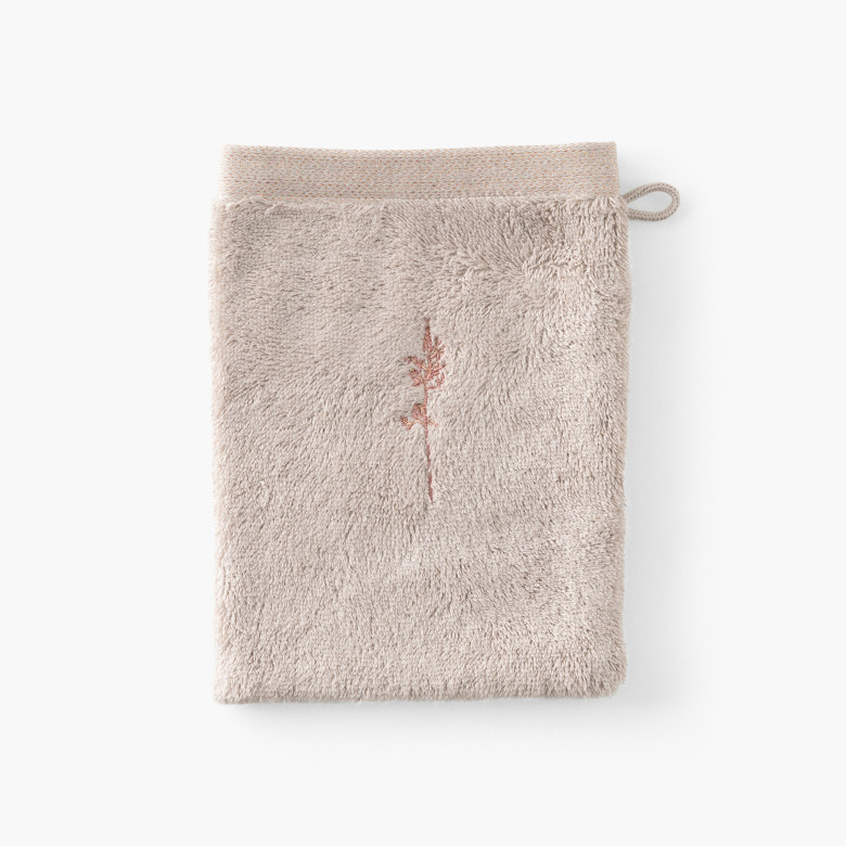Gant de toilette coton et viscose de bambou Aura taupe