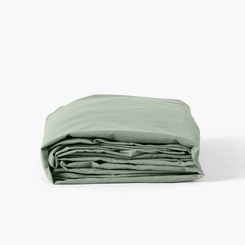 Drap housse coton lavé Songe eucalyptus