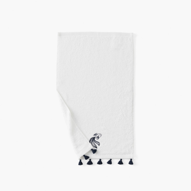 Serviette invité coton et viscose de bambou Demi Lune blanc