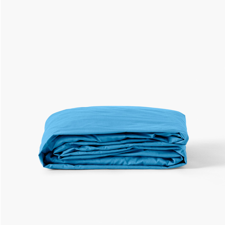 Drap housse percale de coton Neo azur