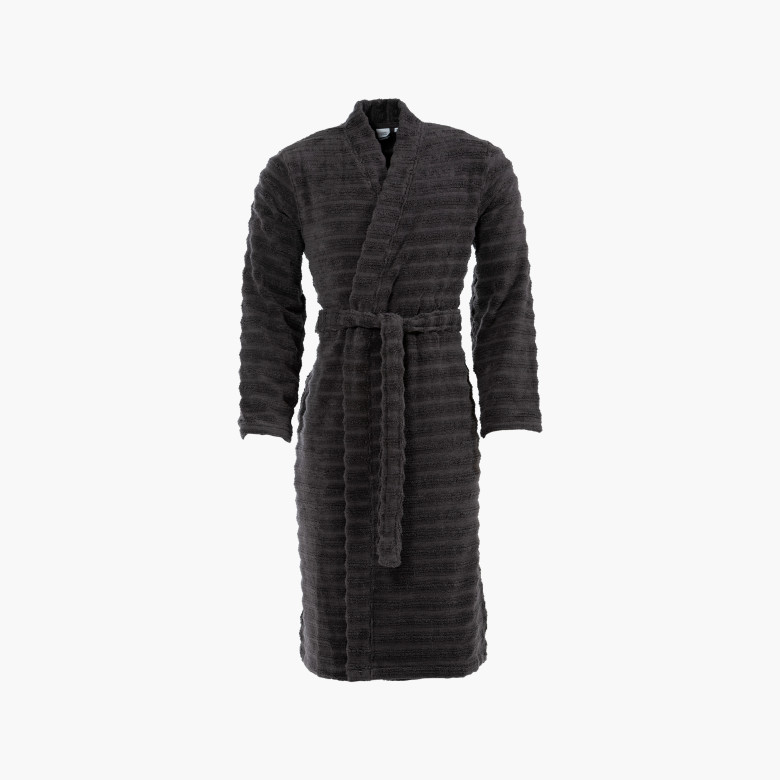 Peignoir homme coton col kimono Azulejos anthracite
