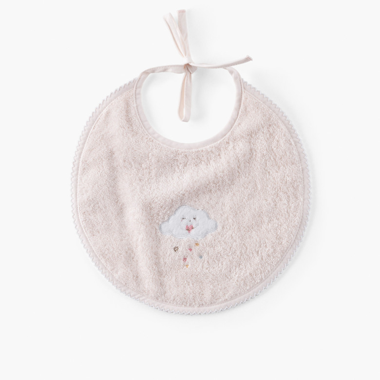 Mini bavoir coton bio Bienvenue nude