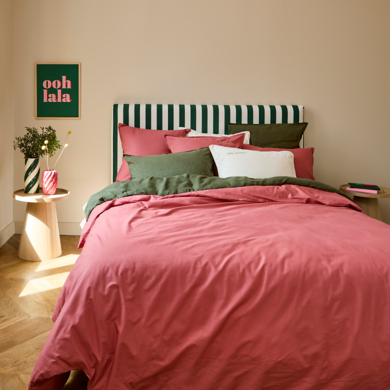 Housse de couette coton Neo bois de rose