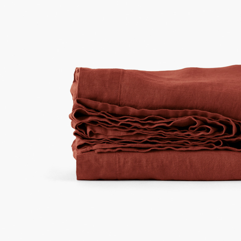 Drap de lit lin Songe Acajou