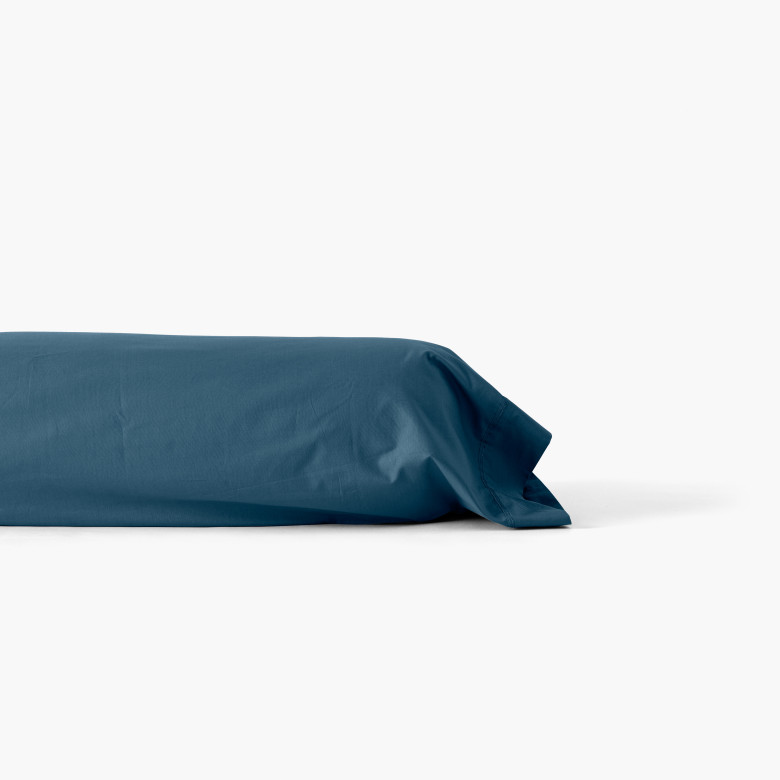 Taie de traversin percale de coton Neo bleu prusse