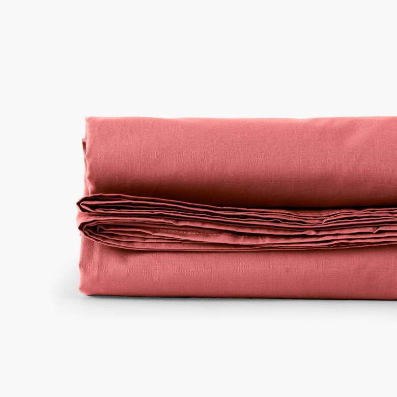 Drap de lit coton Neo bois de rose