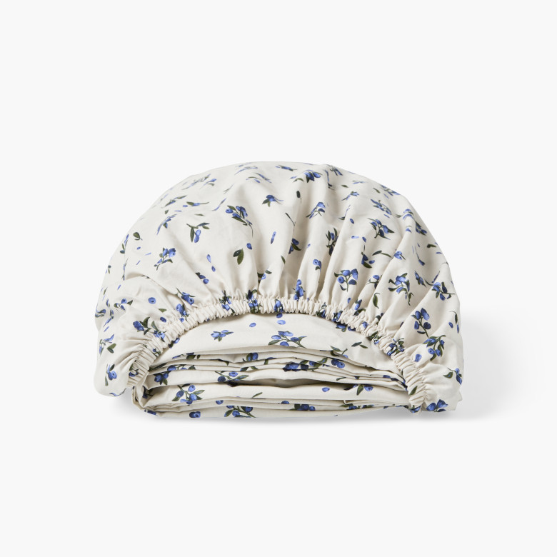 Drap housse coton Neo Kaki myrtille