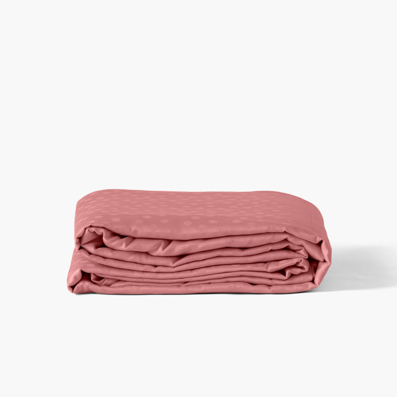 Housse de couette satin de coton jacquard pois et rayures Prestige santal