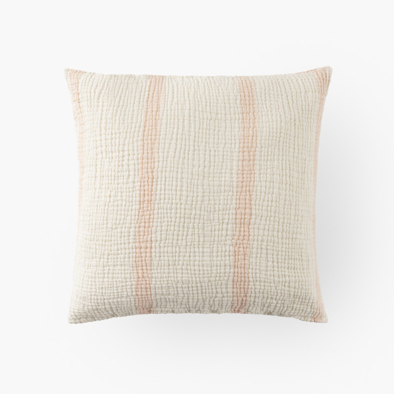 Housse de coussin gaze de coton Rythmo nectar de pêche