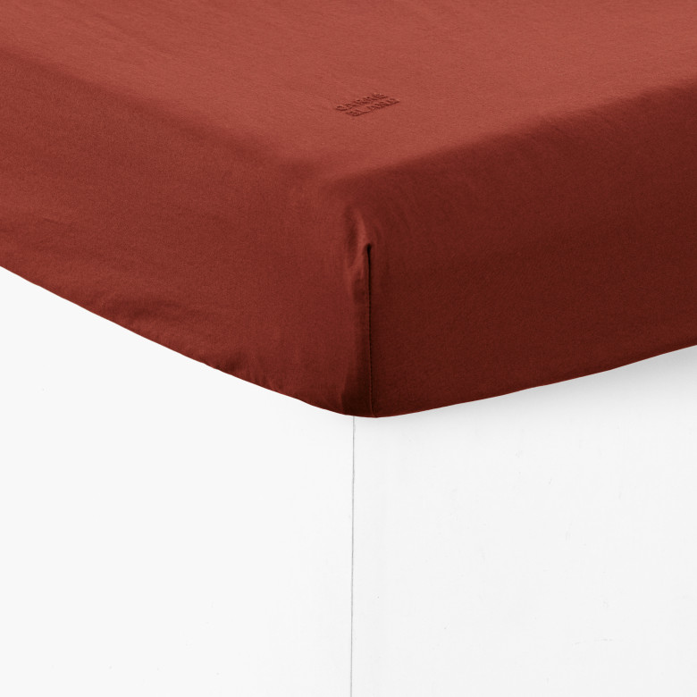 Drap housse coton lavé Songe Acajou
