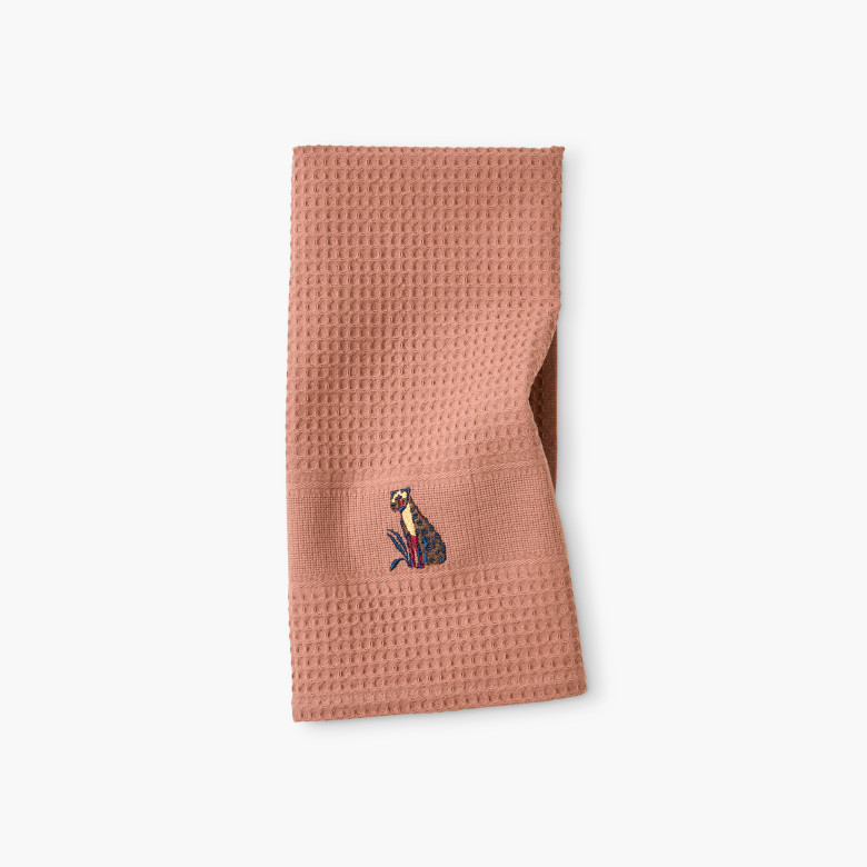 Torchon coton nid d'abeille Pantera moka