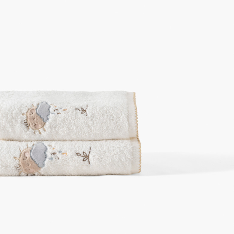 Serviette de toilette coton bio Bienvenue blanc