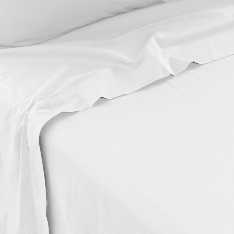 Drap de lit percale de coton Neo blanc