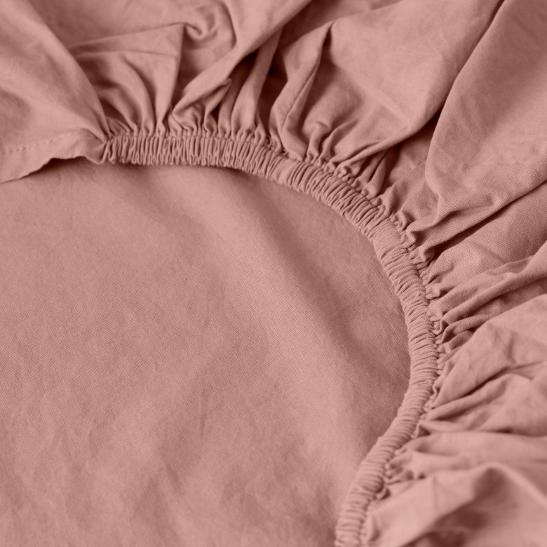 Drap housse coton lavé Songe rose cendré