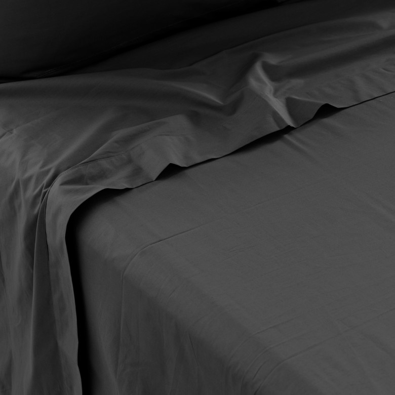 Drap de lit percale de coton Neo anthracite