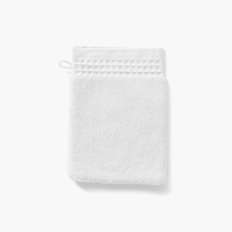 Gant de toilette bouclette de coton biologique Source blanc