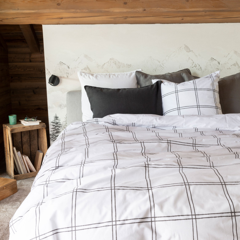 Housse de couette réversible percale de coton Grizzli