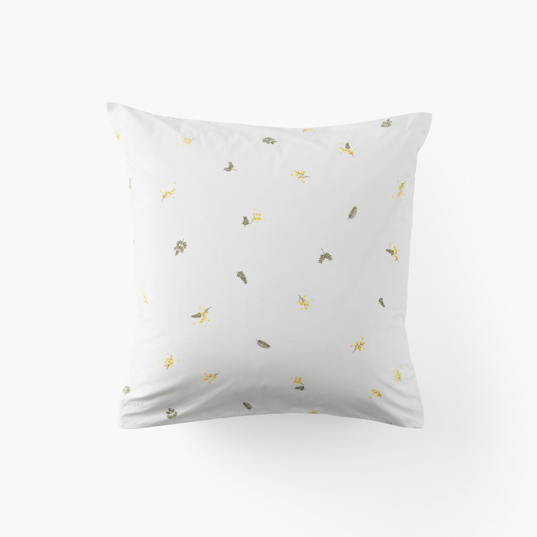 Taie d'oreiller carrée coton Neo blanc mimosa