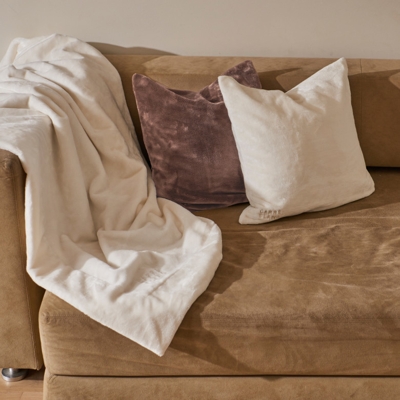 Housse de coussin polaire Oslo chocolat